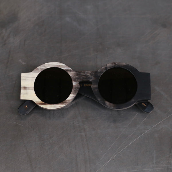 Rigards natural buffalo horn wire cut handmade glasses RG0029 series RG-RG0029-HBSH black and white frame dark gray lens